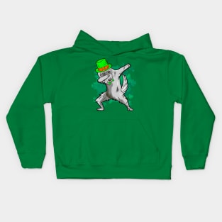 St Patricks Day Dabbing Irish Wolfhound Kids Hoodie